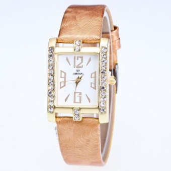 Yumite Watches Women's Fashion Trends Women's Quartz Watch Square Belt Retro casual temperament Inlay female watch gold watch Khaki watch with white dial - intl  
