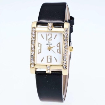 Yumite Watches Women's Fashion Trends Women's Quartz Watch Square Belt Retro Leisure Temperament Inline Women's Watches Gold Watch Black Strap White Dial - intl  