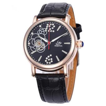 yydsop Shenhua Top Brand Luxury Rose Gold Watches Women 30M Waterproof Skeleton Automatic Mechanical Watches For Women Wristwatch Reloj (Black)  