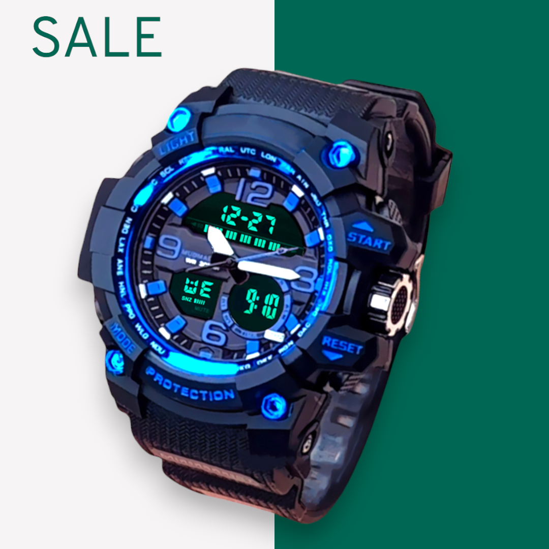 Men's Waterproof Casual Sporty Dual-Time Super Sports Watch
