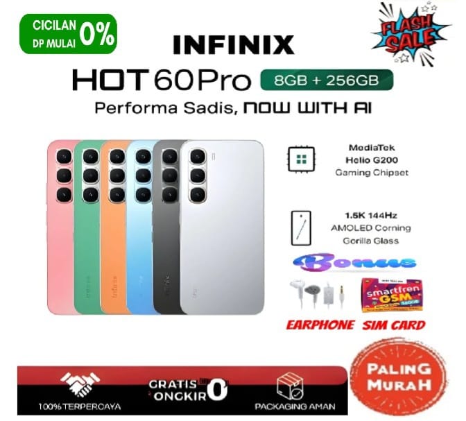 Infinix Hot 60 Pro 8/256Gb - up to 16Gb Extended Ram - 6.78 Inch 144Hz Amoled - 50Mp Nfc - Coral Tides Harga  2,050,000 Ringgit*Penghantaran Percuma