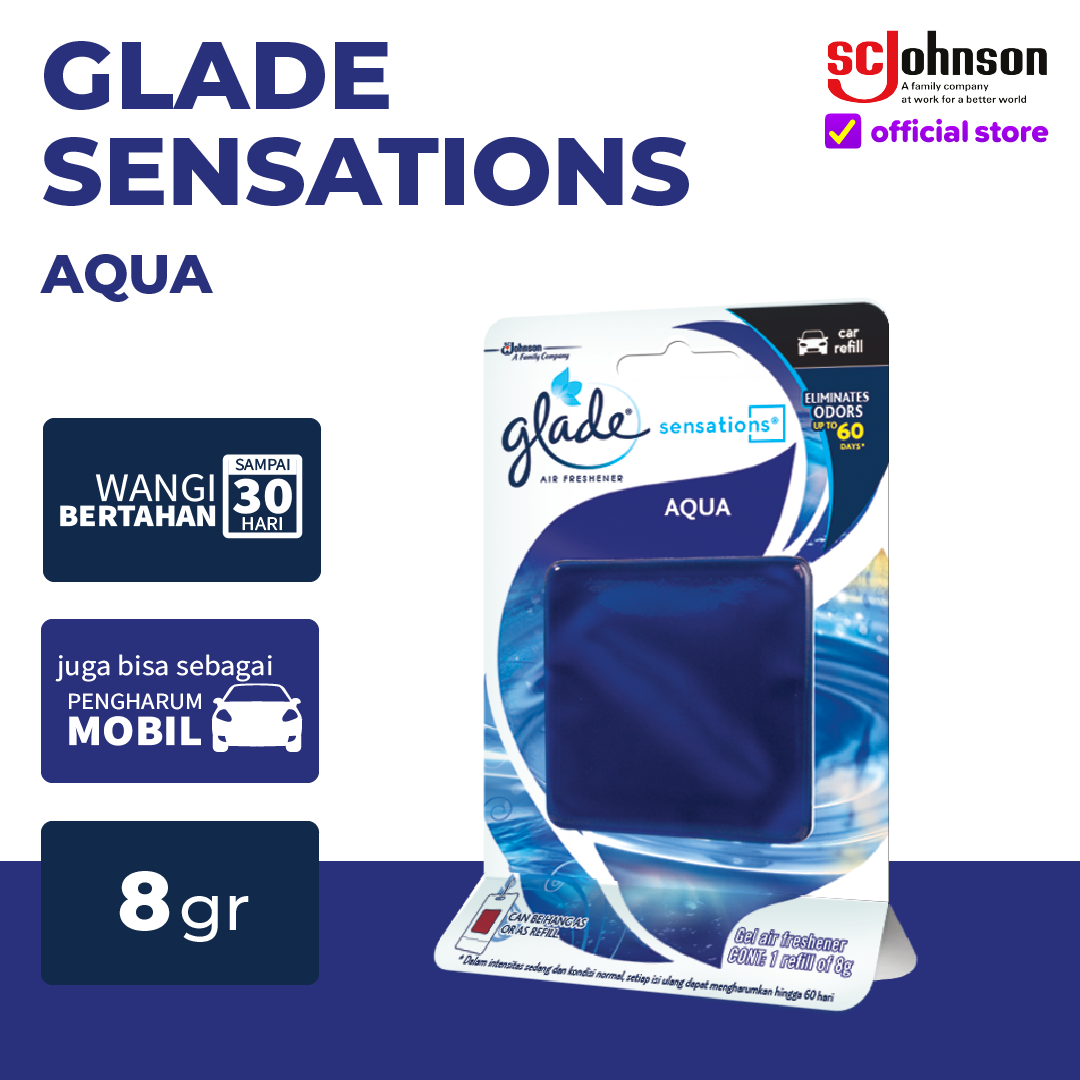 Glade Sensation Aqua/Serenity Car Perfume Regular 8gr Harga 19,380 Ringgit*Penghantaran Percuma