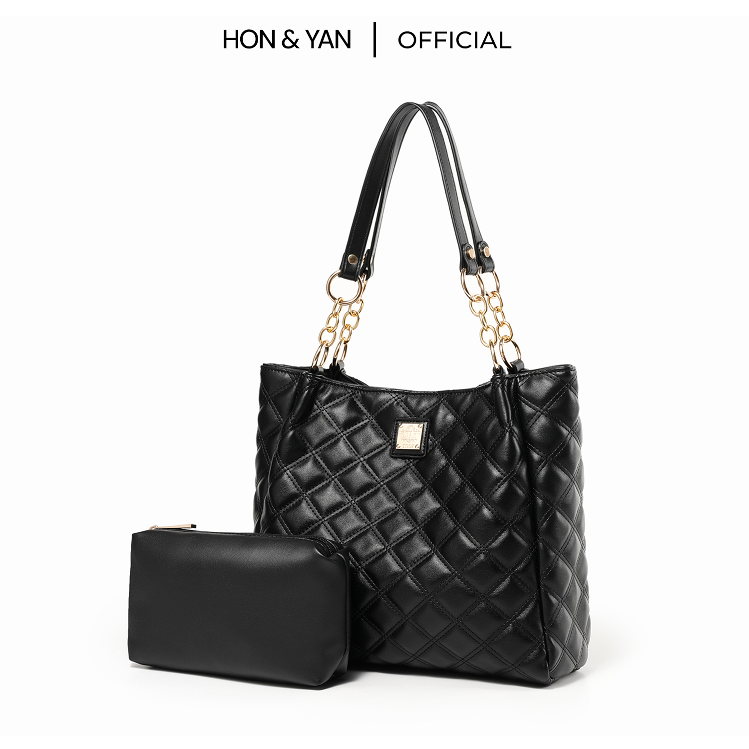 HONYAN Tas Wanita Jia Tote Bag Resleting Wanita Tas Kuliah Kerja Kantoran Branded Include Pouch
