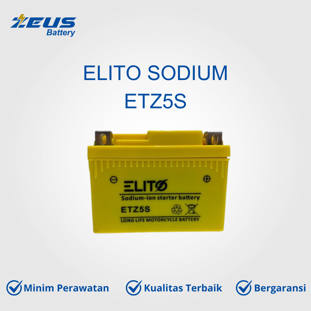 Aki Kering ELITO ETZ5S SODIUM MF Untuk Motor Honda Beat + Vario + Scoopy + Spacy Harga 196,000 rupiah*Gratis Ongkir