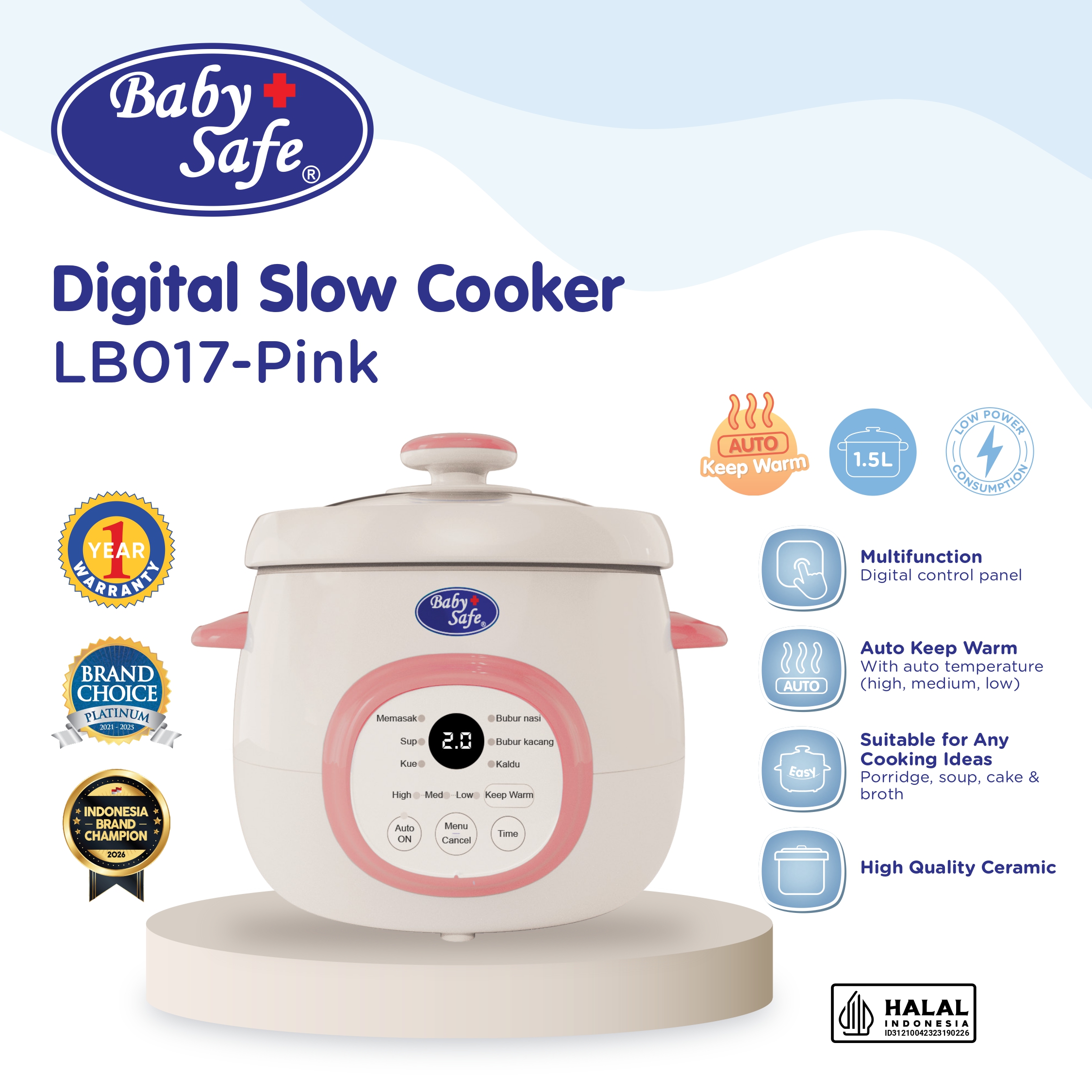 Babysafe - Lb017 - Mpasi Slow Cooker | Versatile Slow Cooker | Multifunctional Slow Cooker | Digital S…