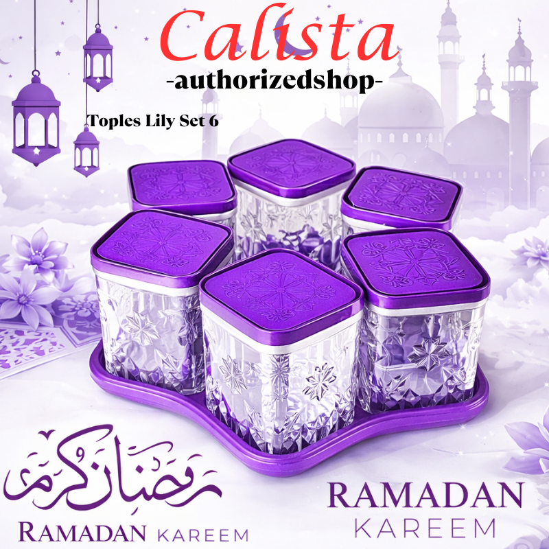 [Calista] Calista Lily 6 Leaf Jar - One Set of Eid Cake Jars / Elegant Flower Lid Plastic Jars for Giv…