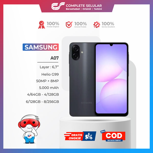Samsung Galaxy A07 4Gb 6Gb 8Gb | 64Gb 128Gb 256Gb - Mediatek Helio G99 | Official Guarantee Giá 1,699,000 Đồng*Miễn phí vận chuyển