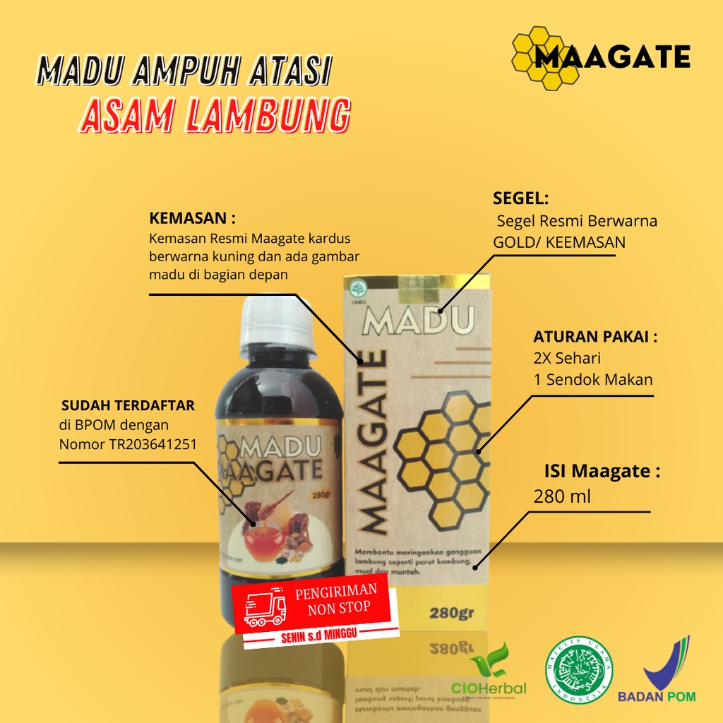 Obat Lambung Paling Ampuh Madu Asam Lambung Kronis Maagate 100 Herbal Lazada Indonesia