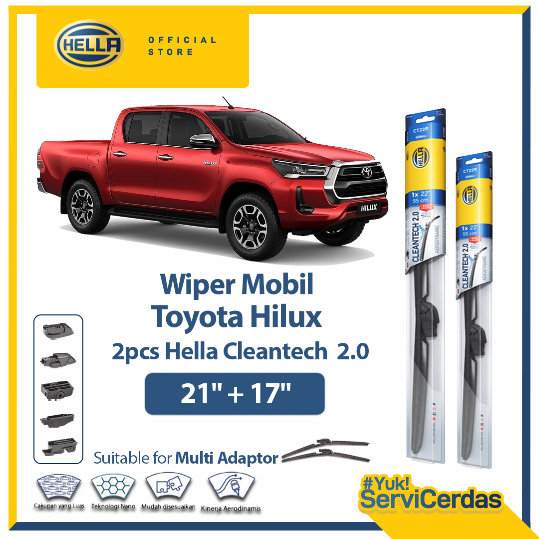 Wiper Mobil TOYOTA Hilux (21”+17”) - HELLA Cleantech 2.0 Harga 317,889 rupiah*Gratis Ongkir