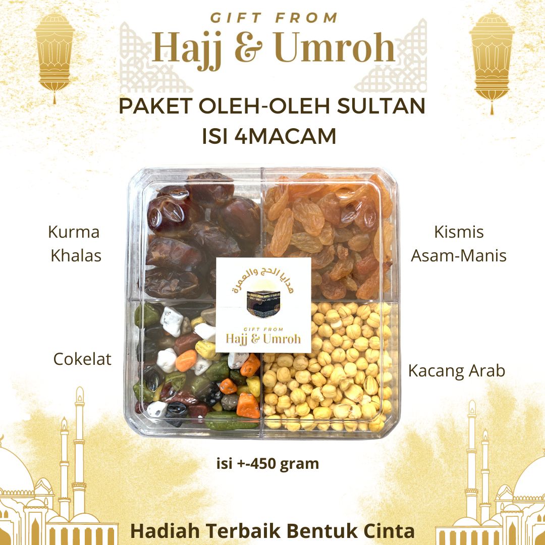Umroh Hajj Souvenir Package 4 in 1 Sultan hadiah Souvenir Hajj hadiah box Dates Raisins Chocolate Nuts