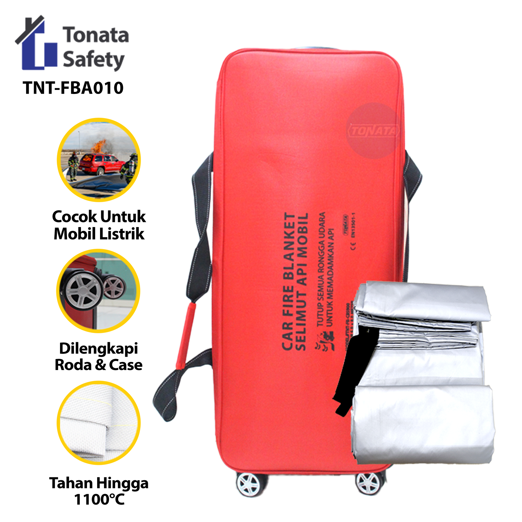 Car fire blanket/fire blanket tonata 6x8 m/wheel hard case Harga 17,899,000 rupiah*Gratis Ongkir