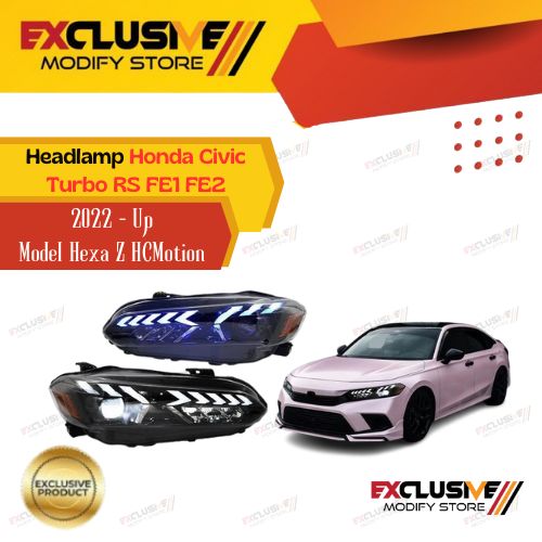Honda Civic Turbo RS (2022-up) FE1 FE2 headlamp upgrade model hexa Z Gen 11 civic + RGB animation hcmotionz styling Harga 10,950,000 rupiah*Gratis Ongkir