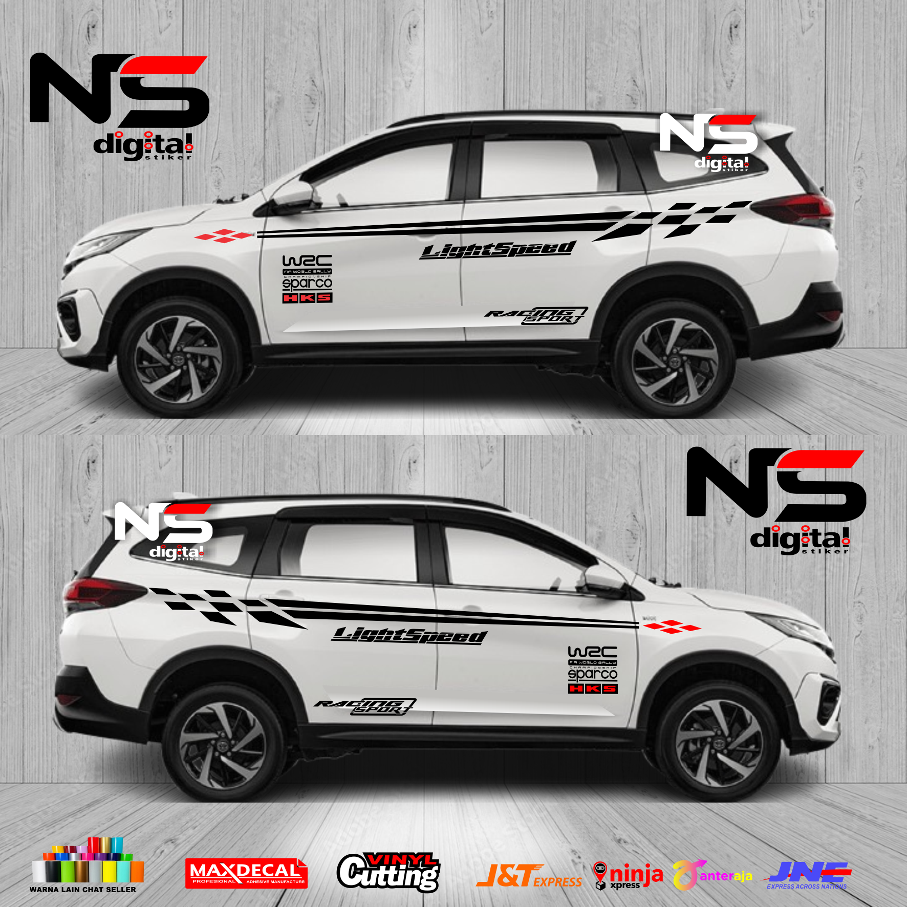 2Pcs Right and Left Car Cutting Stickers, Car Side Body Stickers, All New Rush Gr Sport Striping Harga 150,000 rupiah*Gratis Ongkir