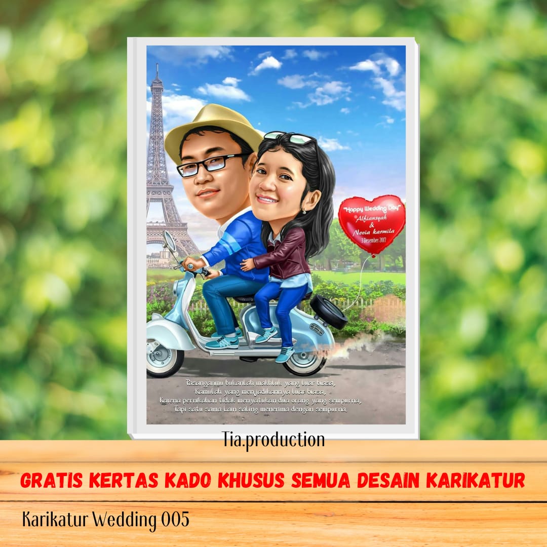Frame kaca couple Karikatur pernikahan Mahar Seserahan Pertunangan Kado Hadiah Unik Lucu Kartun