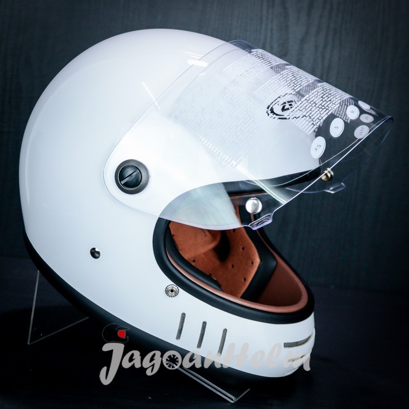 ZEUS HELM ZS816E VINTAGE| GLOSSY WHITE RETRO ZS 816E CLASSIC ZS