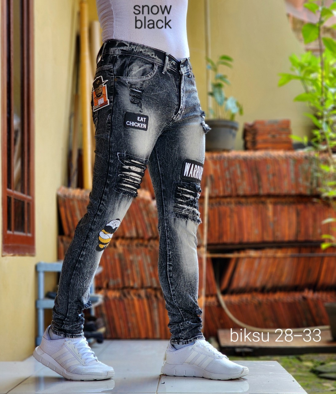 CELANA JEANS PANJANG PRIA BIKERS EMBLEM BERKUALITAS TERKINI GOOD