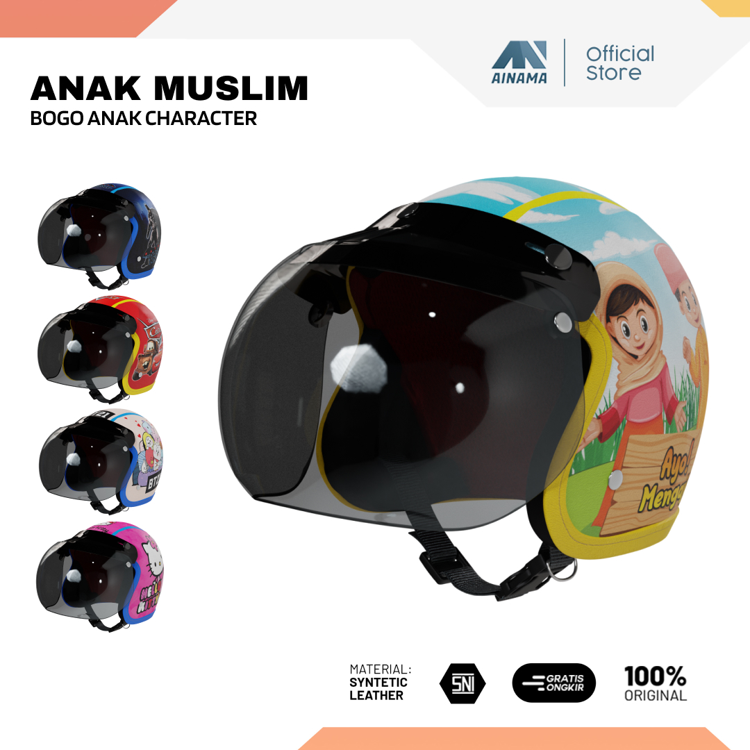 Helm Bogo Anak Motif Laki Laki Perempuan Umur 23 4 5 6 Tahun banyak Varian Karakter Unik Lucu Harga 64,999 rupiah*Gratis Ongkir