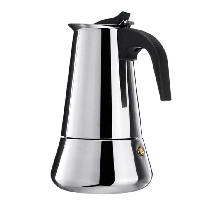 Espresso Coffee Maker 300 ml Teko Kopi Stainless Tanpa Ampas Untuk 6 Cup