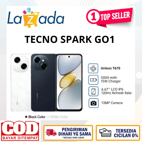 Handphone Tecno spark go 1 -3/64 4/64 4/128GB 120Hz Display, 4.5G fast network, IP54 resistance, Android 14go Harga 925,000 rupiah*Gratis Ongkir