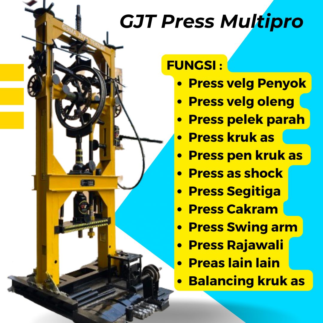 Alat press GJT Multipro untuk press velg motor press kruk as press as shock press rajawali press segitiga press pelek oleng Harga 16,000,000 rupiah*Gratis Ongkir