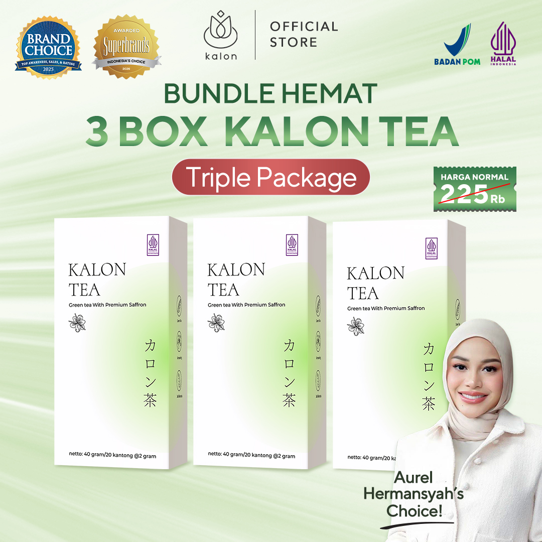 [3T] Triple Package 3 box Kalon green tea premium saffron BPOM & halal Mui contents 60 teabags