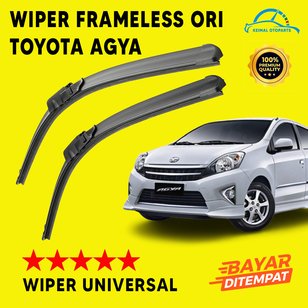 Wiper Mobil Toyota Agya / Wiper Daihatsu Ayla 1 Set Kiri dan Kanan / Wiper Frameless Mobil / Wiper Tanpa Rangka Besi / Wiper Blade Keimal Otoparts Harga 45,000 rupiah*Gratis Ongkir