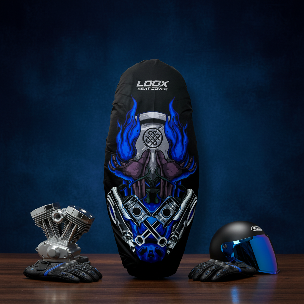 Motorcycle Seat Cover (Fire and Engine Elements) Full Printed Seat Cover Anti-Cat Scratch and Waterproof Harga 29,950 rupiah*Gratis Ongkir