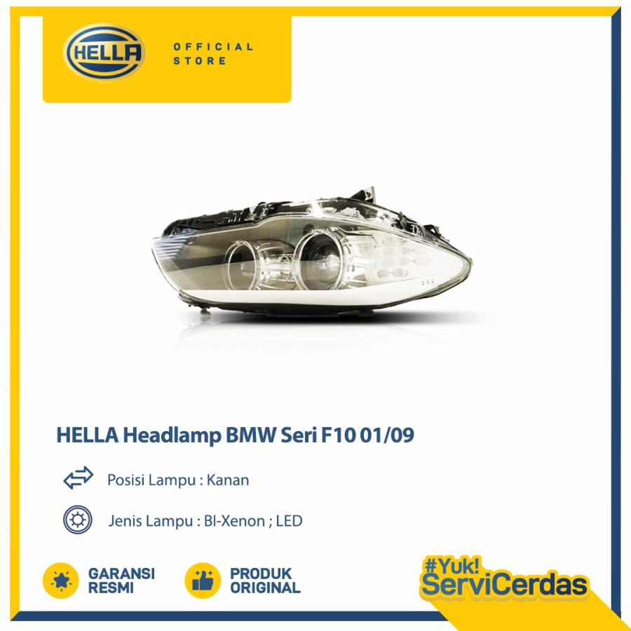Headlamp Mobil Hella BMW Seri F10 01/09 (Kanan) Xenon - Lampu Depan Harga 14,400,000 rupiah*Gratis Ongkir