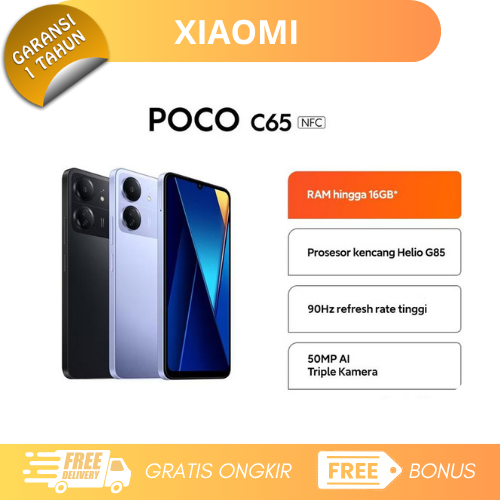 Xiaomi Poco C65 Nfc0 6/128Gb - Mediatek Helio G85 Ips Lcd Harga 1,181,015 rupiah*Gratis Ongkir