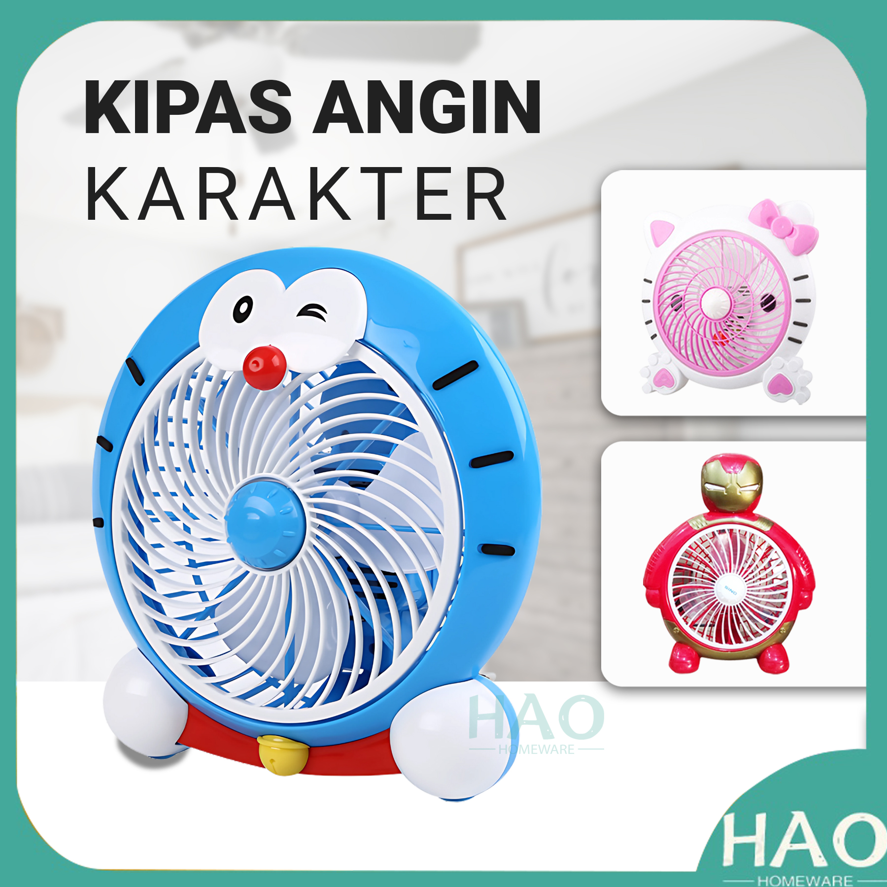 Kipas Angin Karater 8inch/Kipas angin meja/ kipas angin motif/ kipas angin bentuk karakter