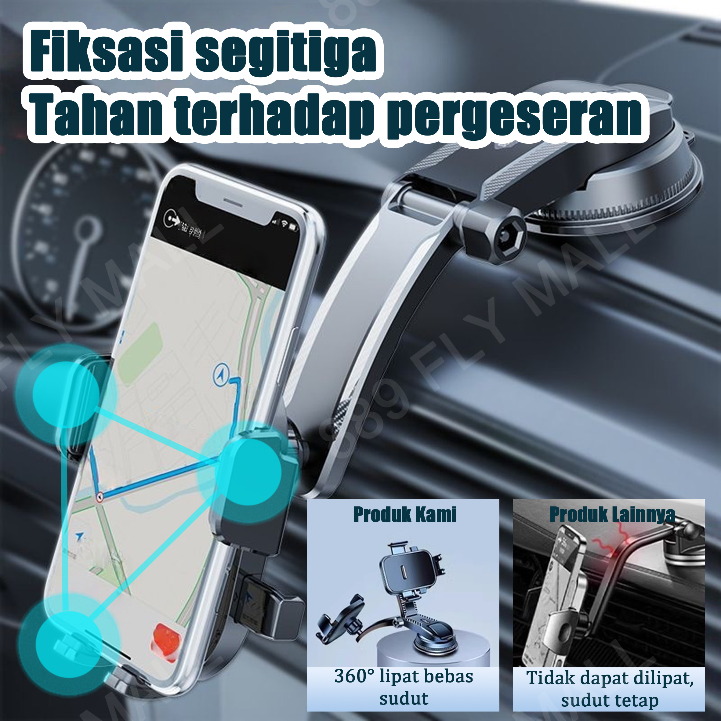 360 ° Car Phone Holder Car Dashboard Cell Phone Holder Stand Car Cell Phone Holder Harga 98,000 rupiah*Gratis Ongkir