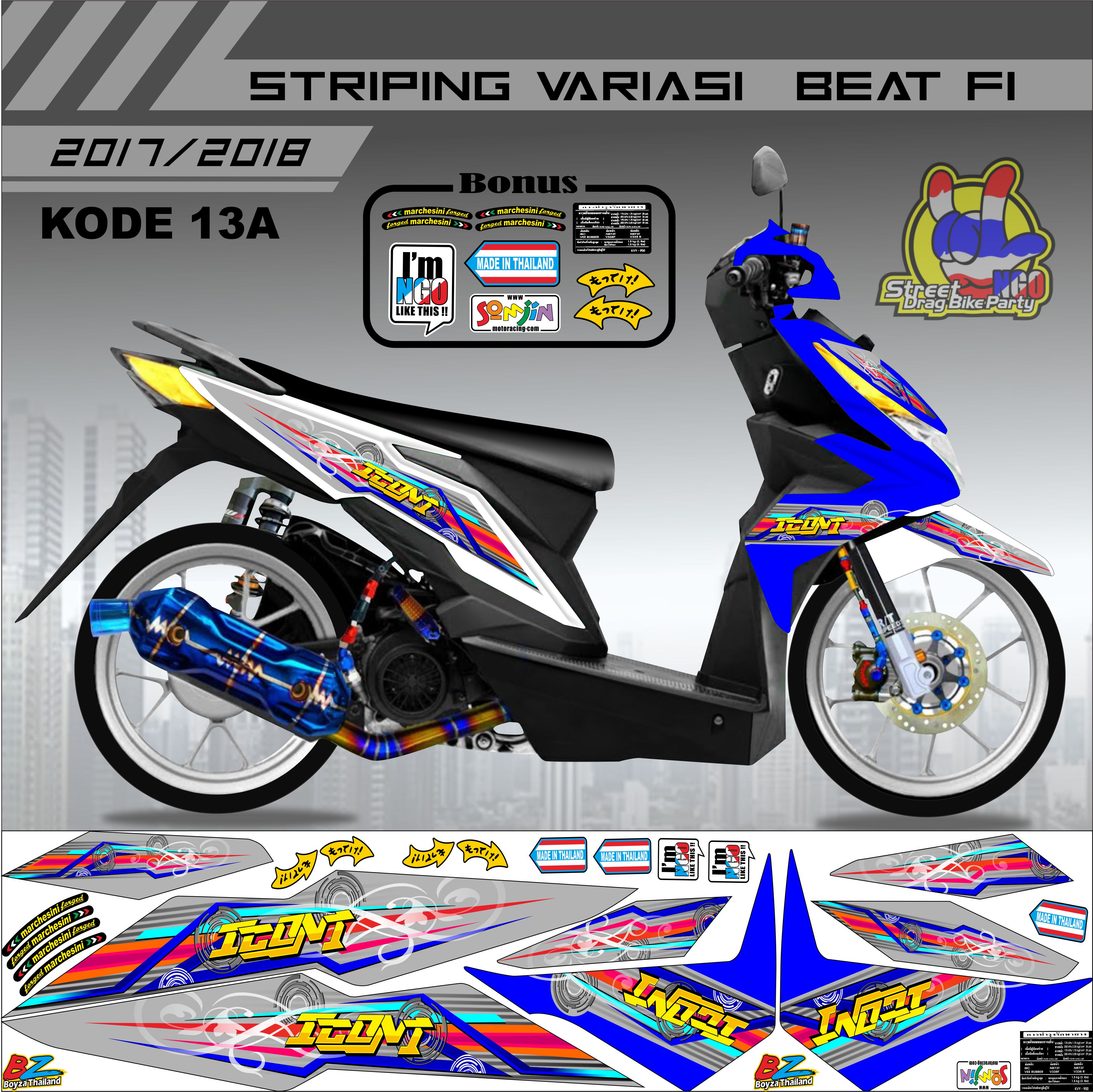 Striping Beat Variasi Stiker Beat Kode 13 Lazada Indonesia