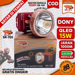Senter kepala DONY Cas DONY Ironman SR 705 Super Red 15 WATT 15W QLED LED SUPER TERANG MURAH Sintar Dony Kepala SUPER TERANG 705 SR-705 BERBURU GUNUNG MANCING ANTI AIR CAHAYA PUTIH KUNING CAS ULANG RECHARGEABL