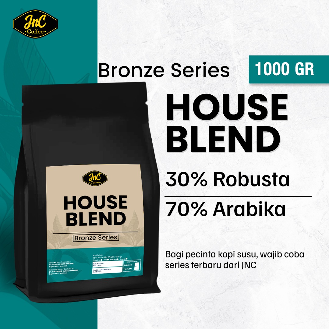 Jnc House Blend Bronze 1 kg 30% Arabica 70% Robusta for Contemporary Coffee Milk