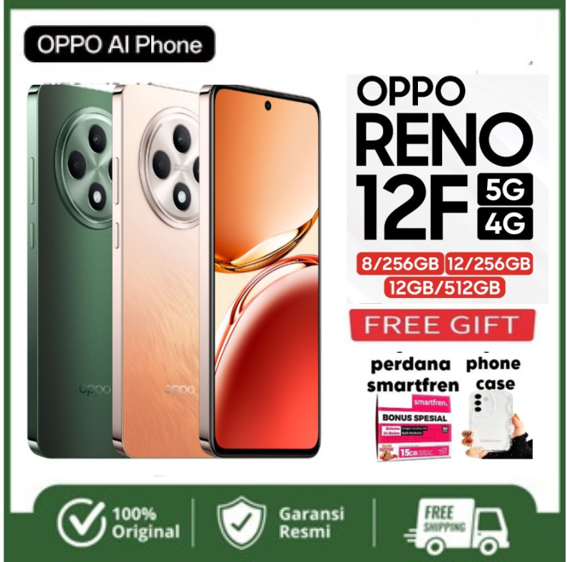 Oppo Reno 12F 4G 5G RAM 8/256 12/256 12/512 MediaTek dimensity 6300-warranty Harga  2,338,250 Ringgit*Penghantaran Percuma