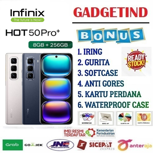 Infinix Hot 50 Pro+ Plus Nfc 8Gb/256Gb | Display 6.8mm World's Thinnest 3D-Curved Slimedge Design Harga 1,760,800 rupiah*Gratis Ongkir