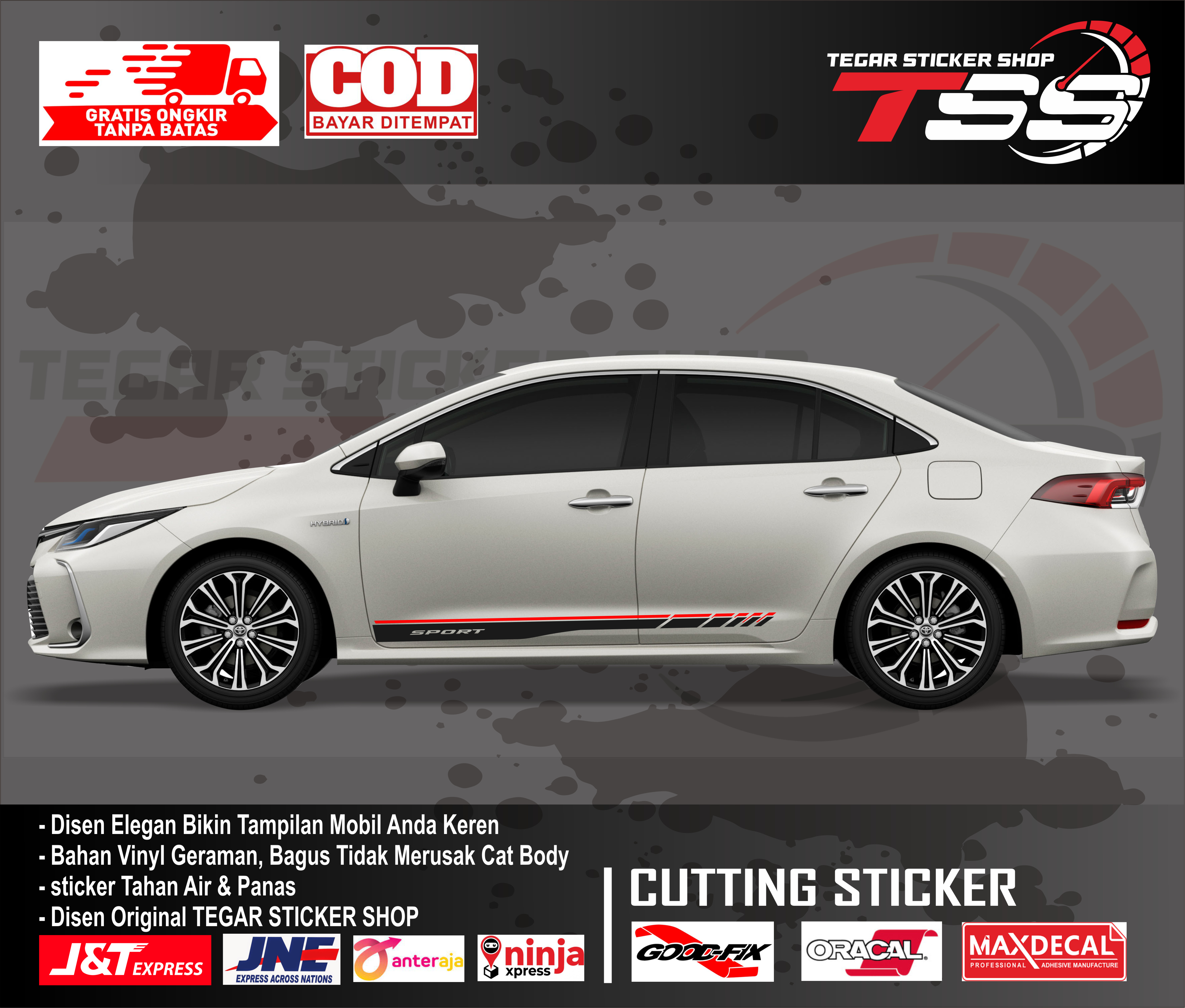 sticker mobil corolla altis sticker mobil toyota corolla altis stiker mobil altis keren sticker variasi body mobil Harga 62,000 rupiah*Gratis Ongkir
