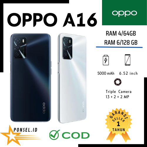  daftar harga dan spesifikasi hp android	 Oppo A16 Ram 6/128Gb Fullset Garansi 1 Thn 	