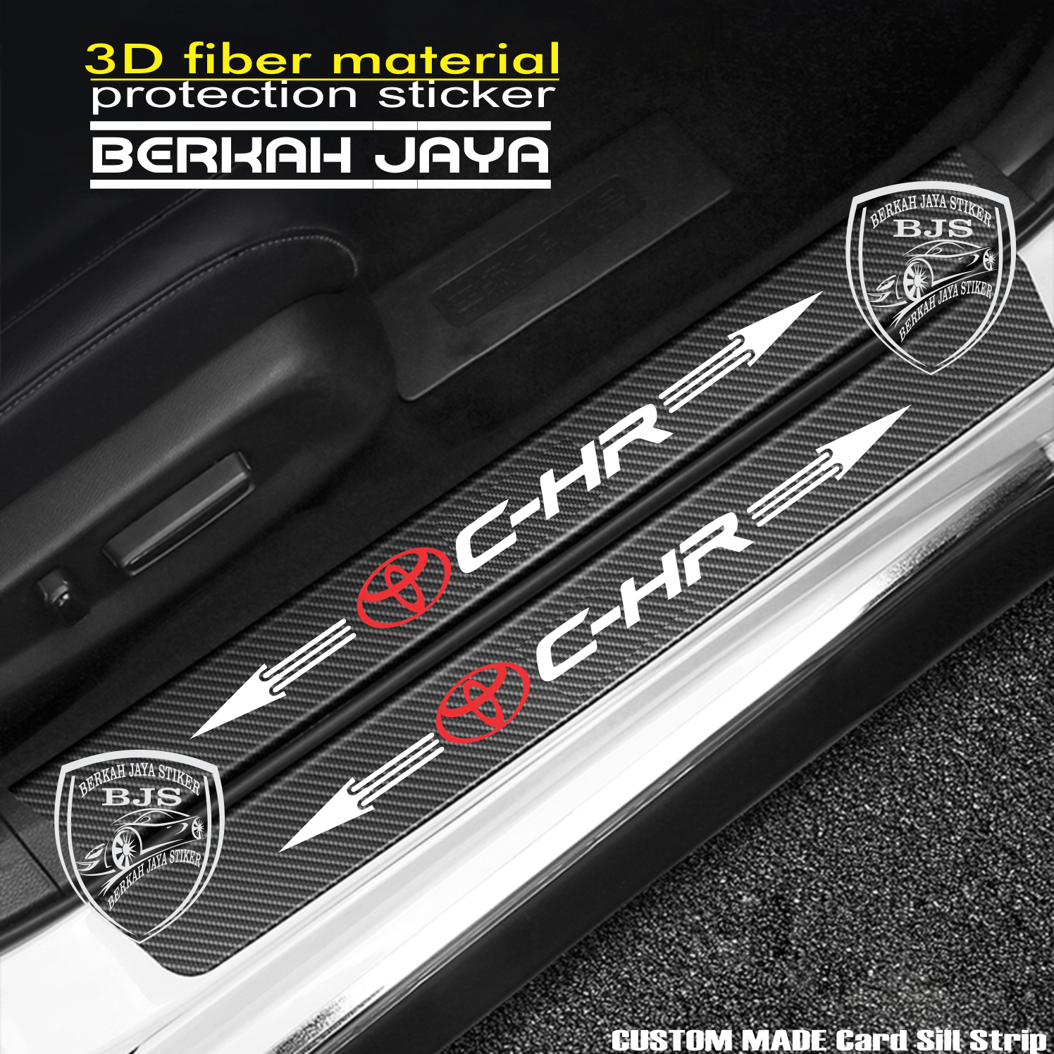 9 Pcs Stiker Pelindung Pintu Mobil C-HR 3D Door Sill Plate Guard Toyota Stiker Pijakan Pintu Harga 16,500 rupiah*Gratis Ongkir