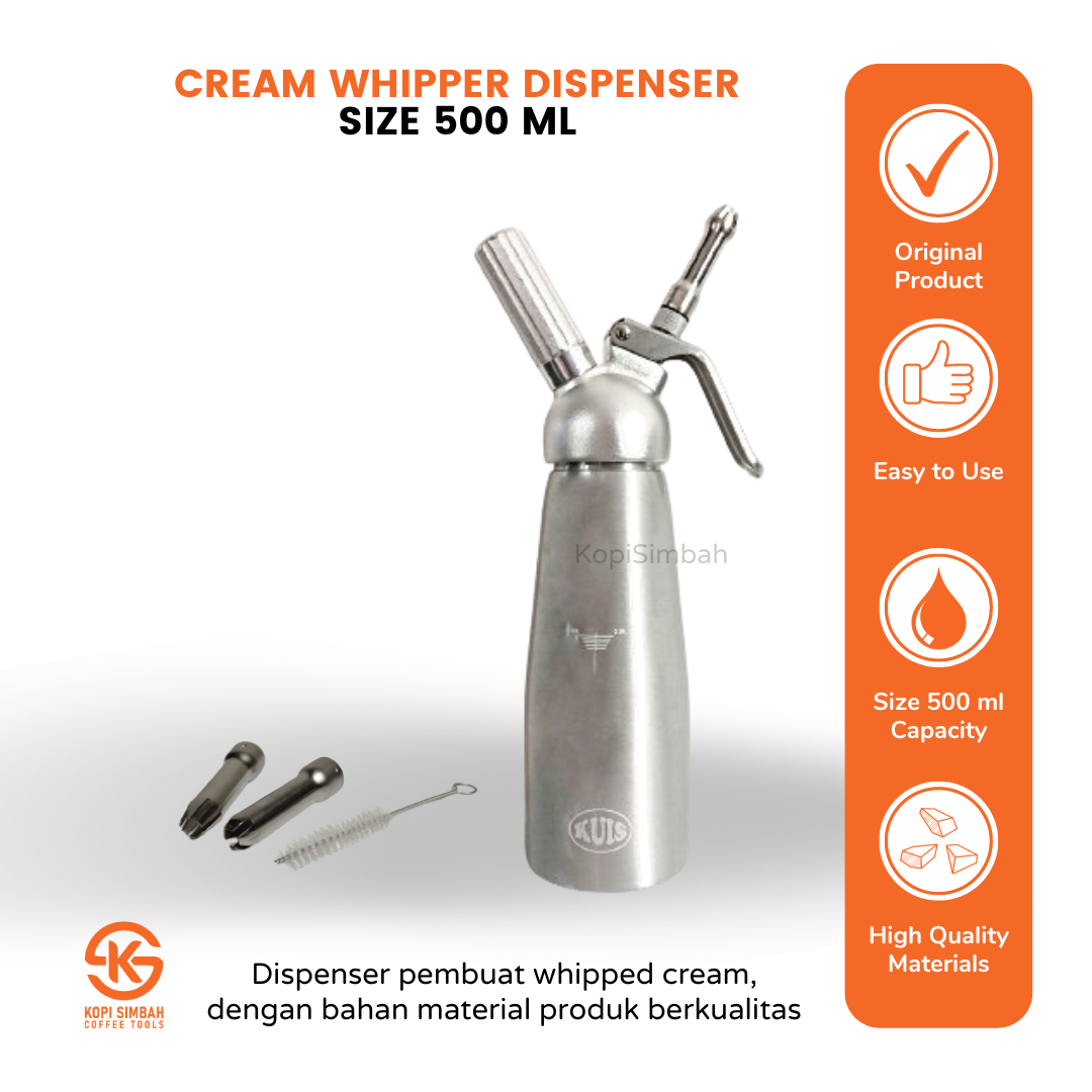 Professional Whipped Cream Dispenser 500ml - Stainless Steel Whipping Siphon With 2 Nozzles For Perfect Desserts