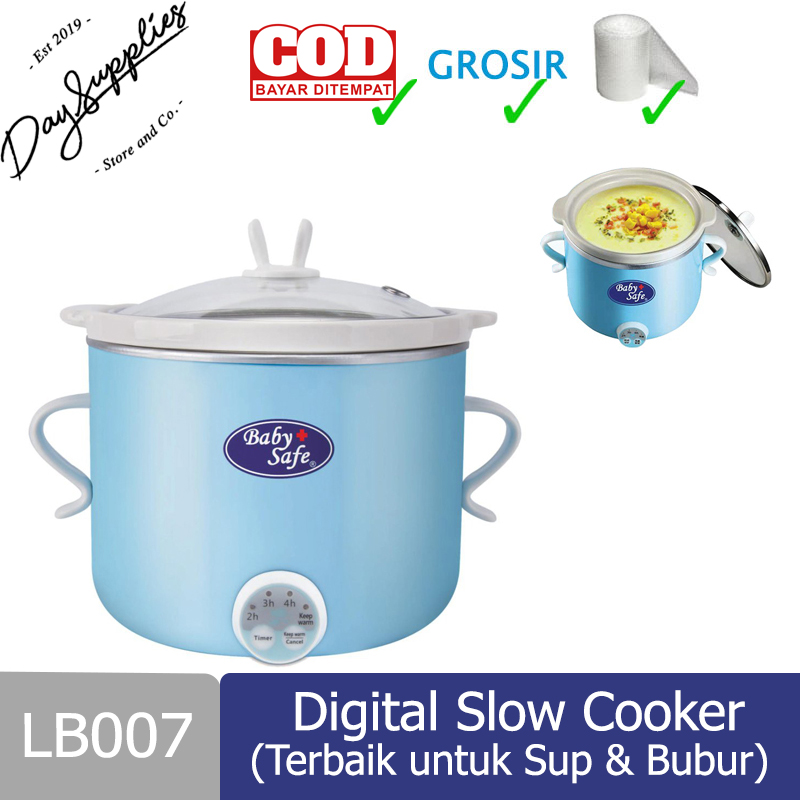 Baby Safe LB007 Digital Slow Cooker 0.8 L Terbaik untuk Sup & Bubur warna BIRU