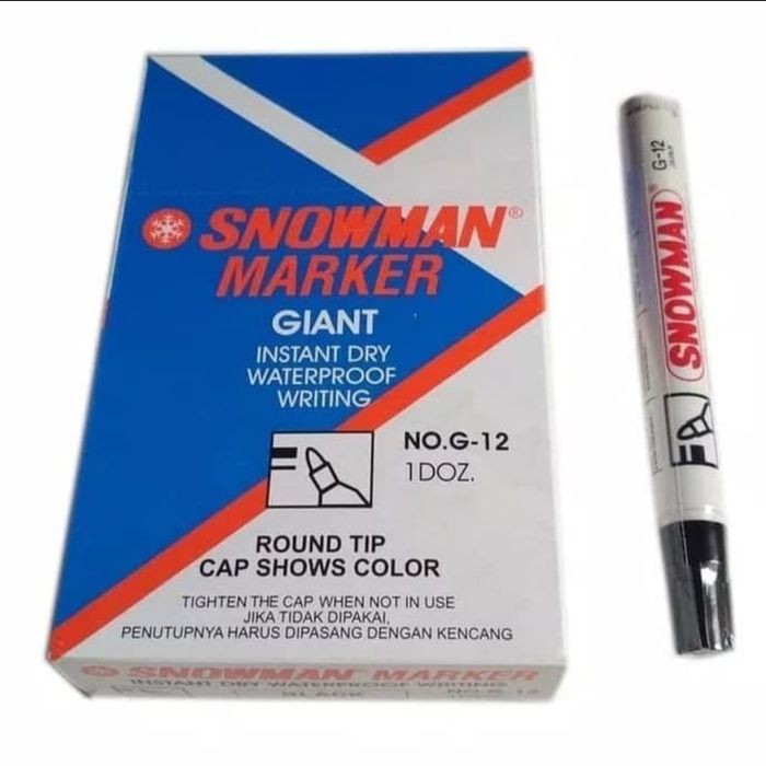 [1 Box] Snowman G12 Permanent Marker / Snowman Permanent Marker G-12 Harga 53,999 rupiah*Gratis Ongkir
