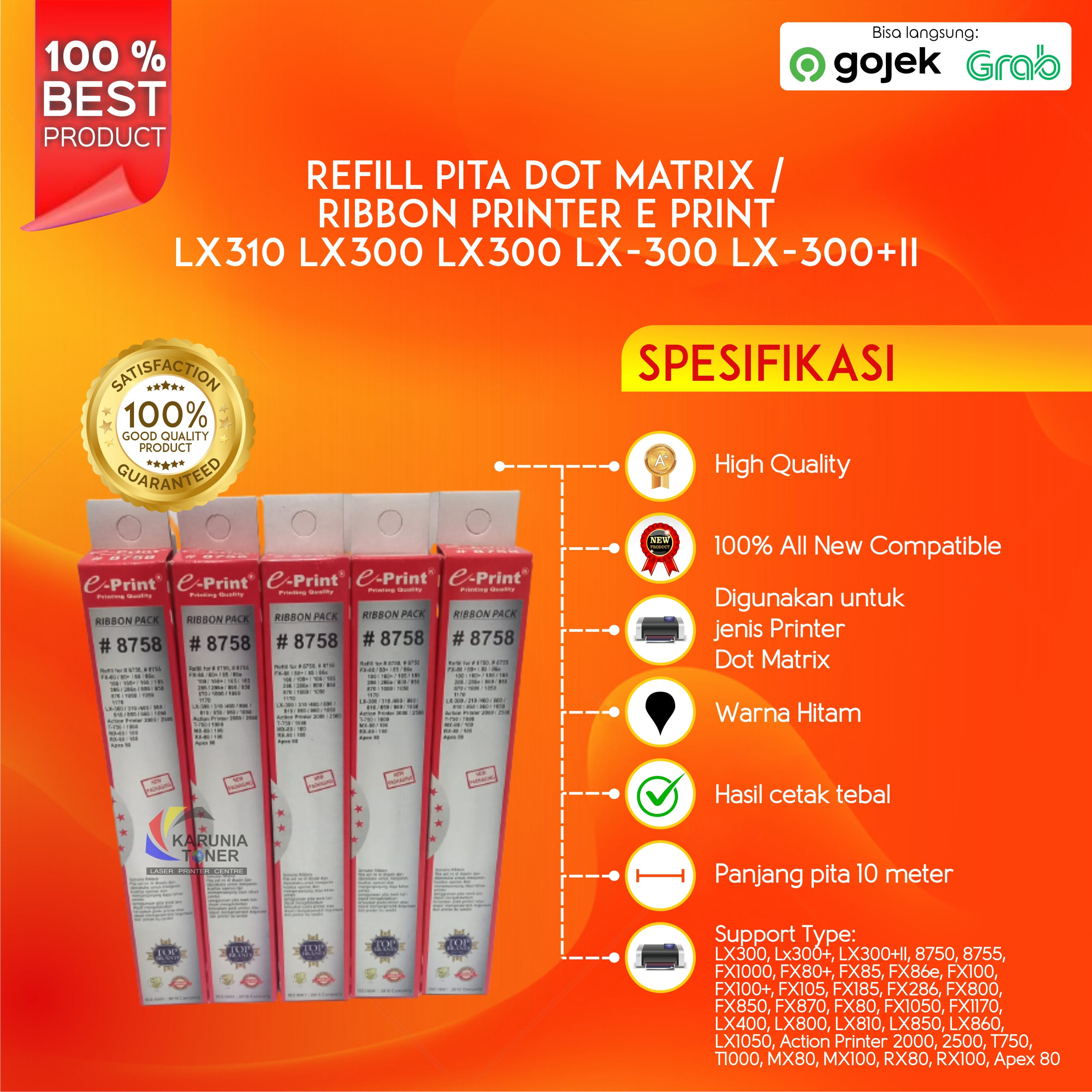 Refill Pita Epson Lx310 LX300 LX-300 LX-300+II 8750 8755 FX80 FX80+ Harga 9,400 rupiah*Gratis Ongkir