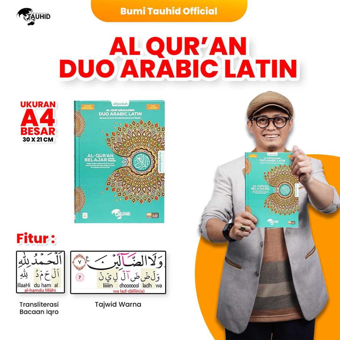 Al Quran Duo Arabic Latin A4 Alqur'An Transliteration Reading Iqro Quran Tajwid - Merek Al Qosbah Harga 159,000 rupiah*Gratis Ongkir