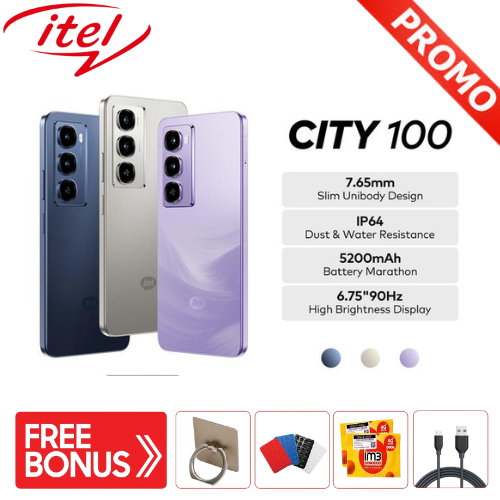 Itel City100 8/128Gb - Smartphone with Big Battery 5200Mah Harga  1,220,000 Ringgit*Penghantaran Percuma