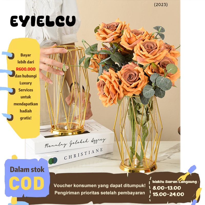 Jane decoration desk vase iron rhombus gold lighter decoration flower vase hydroponic glass reaction t…
