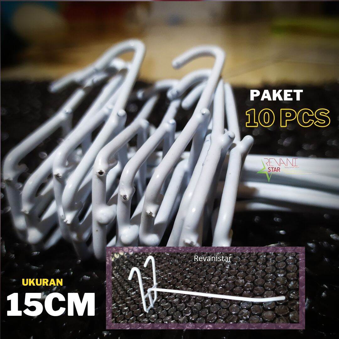 Jual (isi 10) Hook Ram 15cm Gantungan Aksesoris Single Ram Putih Kait