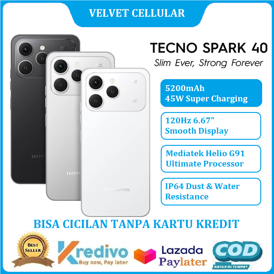 Tecno spark 40 Ram [6GB/128GB | 8GB/256GB] it can pay without credit card-cheap HP-official warranty (kredivo, Laz pay later, it can be used for cod, original) Harga 1,799,000 rupiah*Gratis Ongkir
