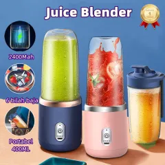 ✯BISA COD✯ 400ML Juicer Elektrik 6 Blades Portable Juicer Cup Rechargeable Ice Crusher 2 Juicer+Tutup