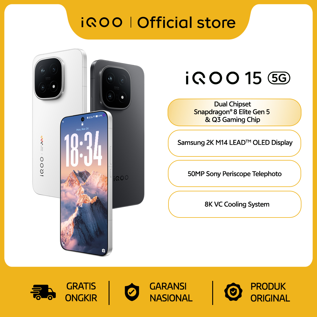 [NEW LAUNCH] vivo iQOO 15 (16+1TB/16+512) 1st Snapdragon 8 Elite Gen 5, 8K Vapor Chamber, 144Hz AMOLED, 50MP Sony Periscope, 7000mAh Battery+100W+40W Harga  13,999,000 Ringgit*Penghantaran Percuma